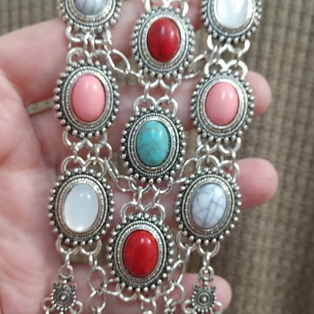 3 Left...Silver-tone Statement Boho Necklace - Picture 3 of 7